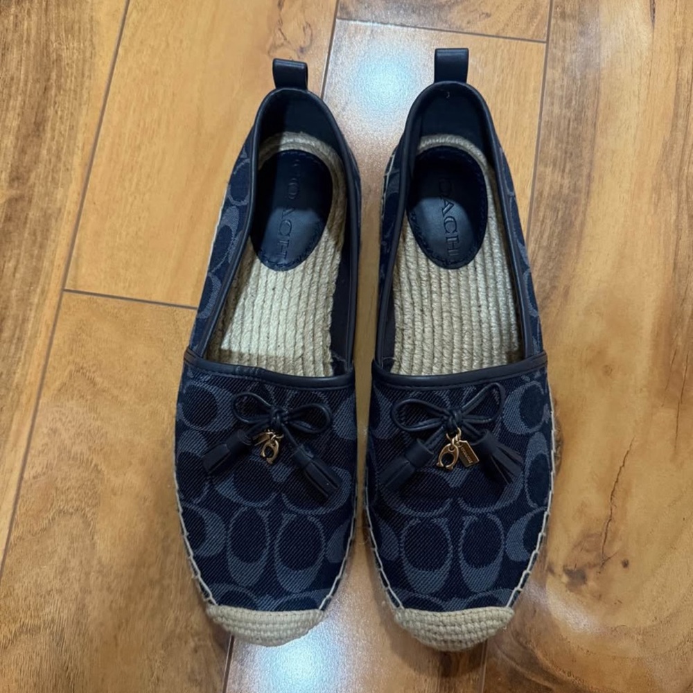 Coach Navy Espadrille Flats with Bow